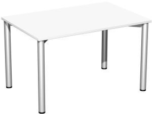 Schreibtisch MOVE 4-Fuß Rundrohr - B 120 in Weißdekor