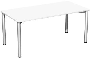 Schreibtisch MOVE 4-Fuß Rundrohr - B 160 in Weißdekor