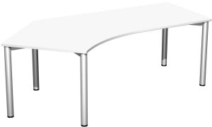 Schreibtisch MOVE 4-Fuß Rundrohr - Links in Weißdekor