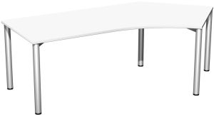 Schreibtisch MOVE 4-Fuß Rundrohr - Rechts in Weißdekor