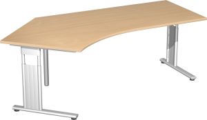Schreibtisch MOVE C-Fuß - Links 135° in Buchedekor
