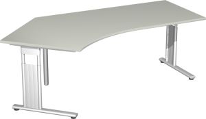 Schreibtisch MOVE C-Fuß - Links 135° in Lichtgraudekor