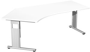 Schreibtisch MOVE C-Fuß - Links 135° in Weißdekor