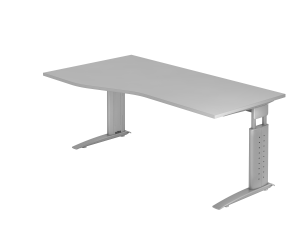 Schreibtisch Sprinter R/L B180 C-Fußgestell Lichtgrau Silber