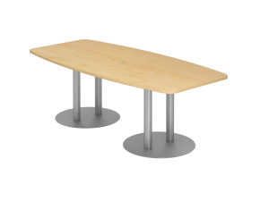 Konferenztisch bootsförmig B220 Tellerfüße silber