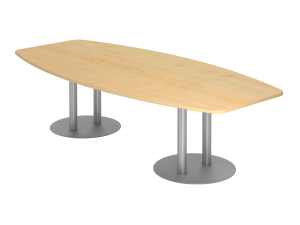 Konferenztisch bootsförmig B280 Tellerfüße silber
